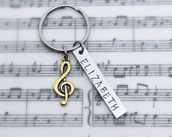 Treble Clef G Clef Music Note Charm Personalized Keychain, Band, Orchestra, Choir,  Musician Birthday, Music Teacher, Band Banquet Gift