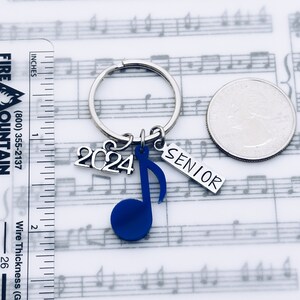 2024 Marching Band and Color Guard Senior Music Note Charm Keychain, Orchestra, Symphony, Choir, Chorus 2024 Senior Charm Key Ring Keychain image 4
