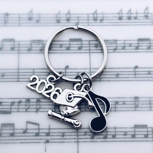 Music Note Graduation Charm Keychain, Marching Band, Orchestra, Choir, Senior Gift