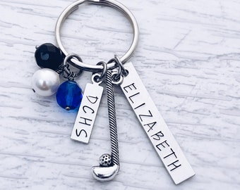 Personalized Golf Keychain, Golfer Charm Keychain, Personalized Golf Gifts, Gift for Golfer, Golf Team Senior Gift, Golf Team Gift, Golfer