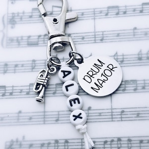 Marching Band Drum Major Personalized Charm Keychain, Key Ring, Senior Banquet, Birthday, Gift