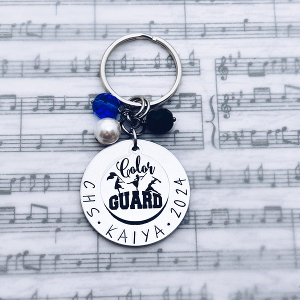 Color Guard Charm Keychain Personalized Gift, Senior, Team, Marching Band Auxiliary, Grad, Graduation, Custom Made, Banquet Gifts