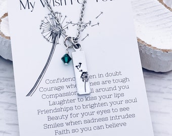 Dandelion My Wish for You Charm Necklace Graduation Gift, My Wish For You, Dandelion Wish Charm Necklace, Dandelion Birthstone  Jewelry