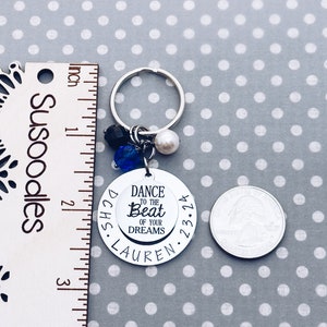 Dance To The Beat Of Your Dreams Quote Charm Keychain, Senior Dance Team Gift, Dance Gift, Dance Team Senior Gift, Dance Charm, Dancer Gift image 4