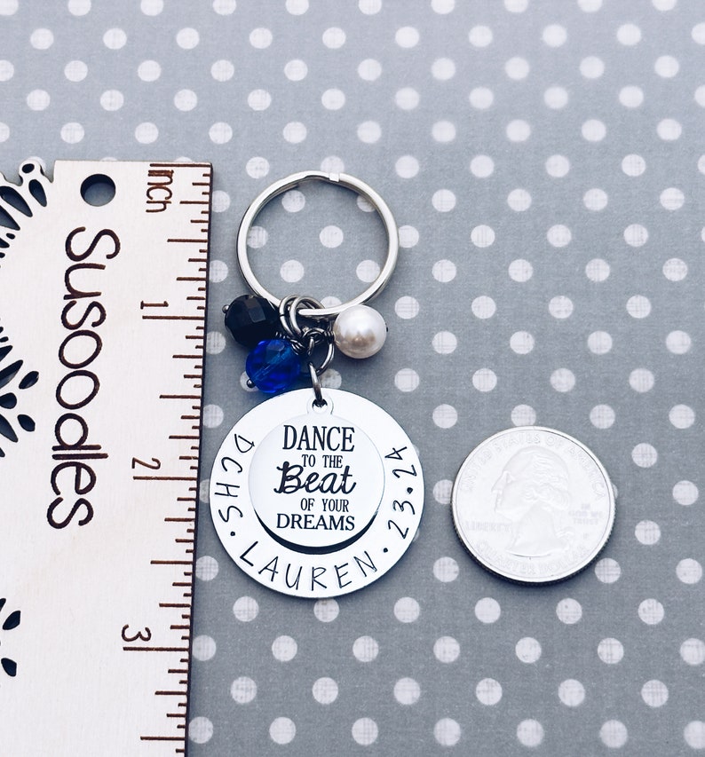 Dance To The Beat Of Your Dreams Quote Charm Keychain, Senior Dance Team Gift, Dance Gift, Dance Team Senior Gift, Dance Charm, Dancer Gift image 4