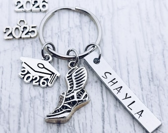Track XC Cross Country Track Senior Grad Charm Keychain, Track XC Wing Running Shoe Charm, Senior, Grad, Banquet, Gifts