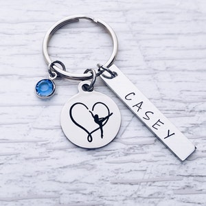 Dancer Charm Personalized Birthstone Keychain, Dance Team, Dance Teacher, Ballet, Recital, Competition, 16th Birthday Dance Gift