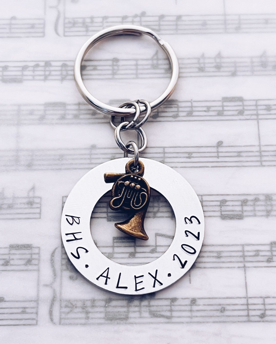 Personalized French Horn Keychain French Horn Mellophone Etsy