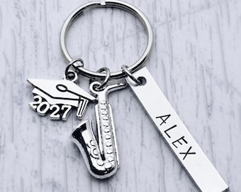 Personalized Marching Band or Color Guard Charm Keychain, Orchestra, 2027 Grad, Senior Night, Banquet, Gift
