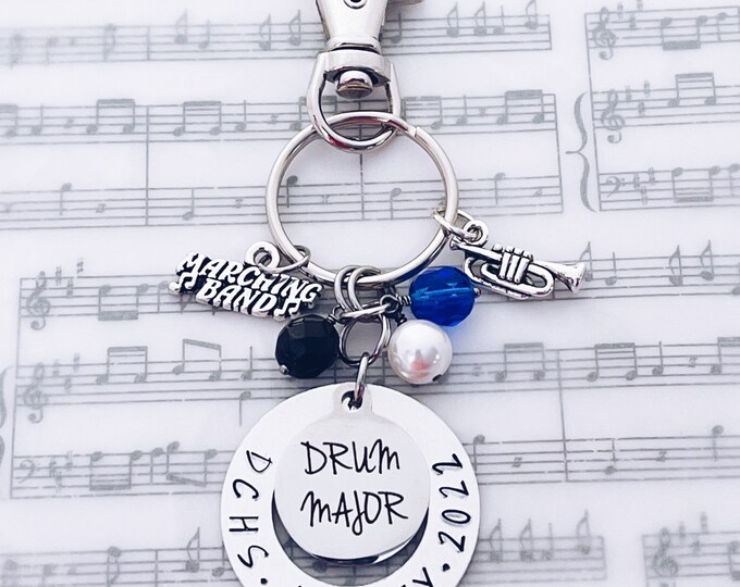 Personalized Marching Band Drum Major Keychain Gift, Marching Band Drum