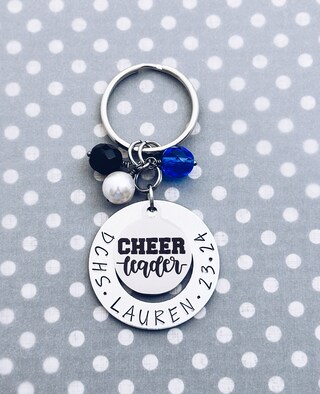 Portachiavi Cheerleader In Acciaio Inossidabile - Regalo Per Ragazze, Squadra, Allenatore, Con Sacchetto Di Velluto