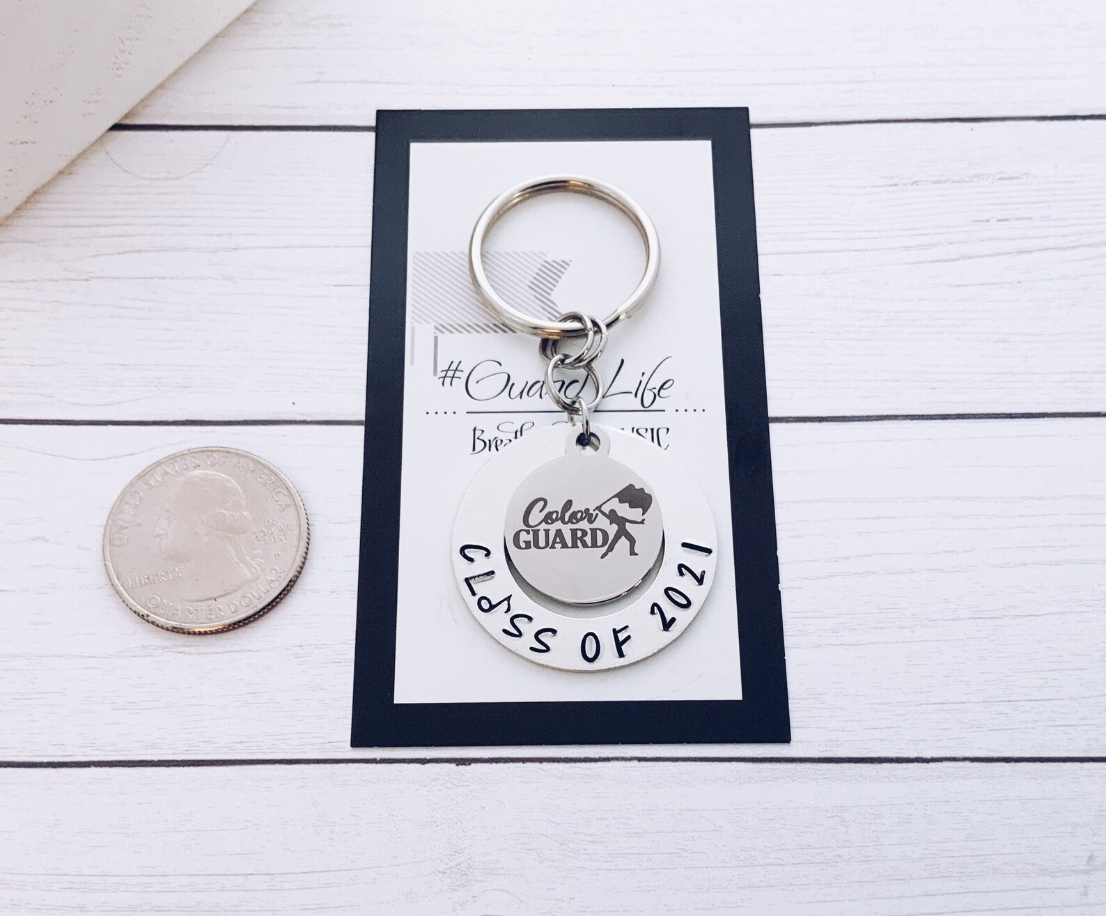 Class of 2021 color guard flag girl keychain color guard  etsy