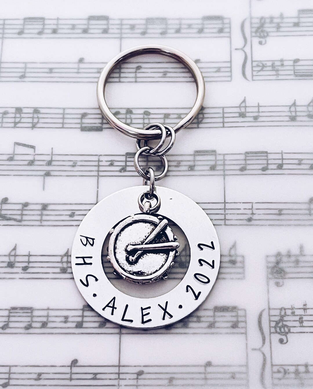 Drum Charm Keychain Personalized Gift Snare Drum Charm Etsy