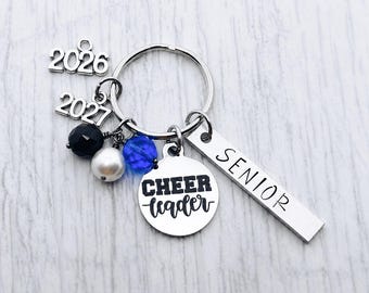 Cheer Senior Charm Keychain, Cheerleader, Cheer Team, Senior Banquet, Grad Graduation Key Ring, Bag Tag Gift