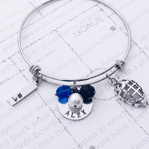 Ice Hockey Goalie Goaltender Keeper Personalized Bangle Charm Bracelet, Hockey Goalie Mask, Hockey Goalie Mom, Ice Hockey Goalie Mask Gift