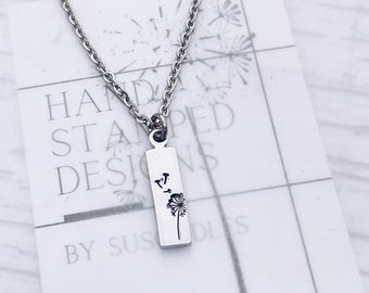 Hand Stamped Dandelion Wish Necklace, Graduation Jewelry Gift for Her
