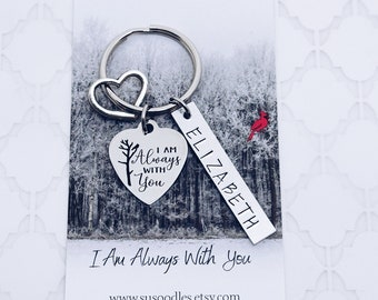 Cardinal Always With You Memorial Charm Keychain Sympathy Gift, Cardinal Charm, Remembrance Charm Keychain Key Ring, Funeral Sympathy Gift