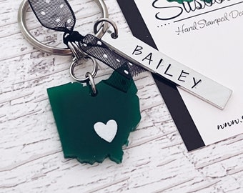 Ohio Charm Keychain, Athens Ohio Charm Keychain, Senior, Grad, Graduation Custom Personalized  University Student Alumni Gifts