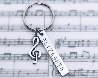 Treble Clef G Clef Music Note Charm Personalized Keychain, Band, Orchestra, Choir,  Musician Birthday, Music Teacher, Band Banquet Gift