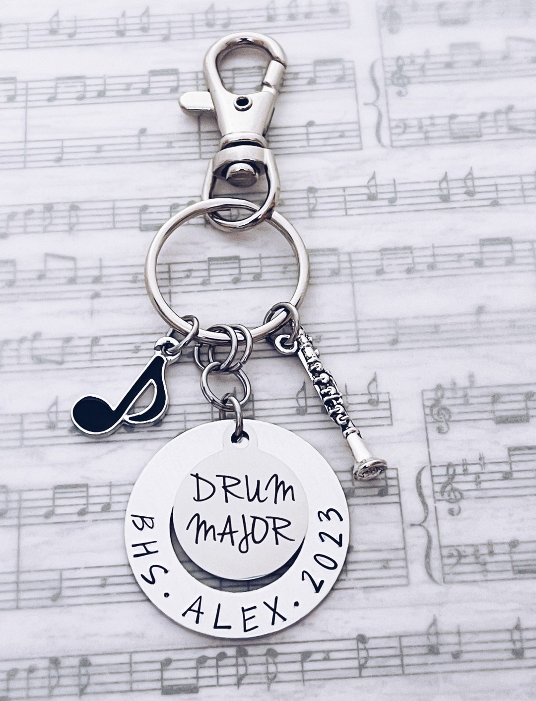 Personalized Marching Band Drum Major Charm Keychain Gift Etsy