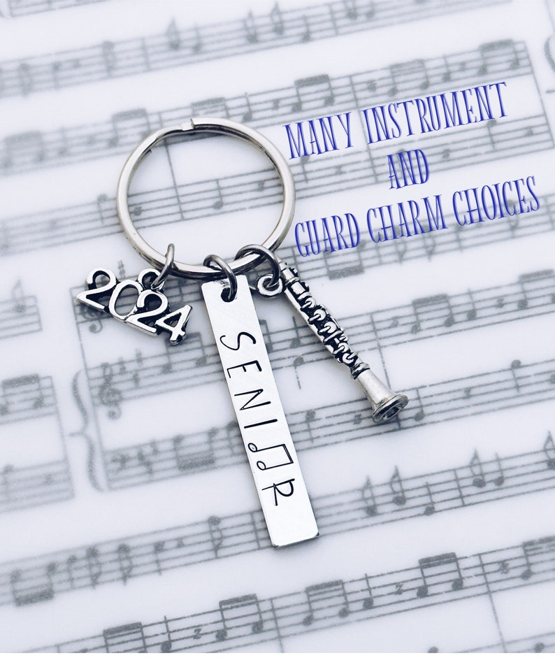 Marching Band and Color Guard 2025 Senior Music Note Instrument Charm