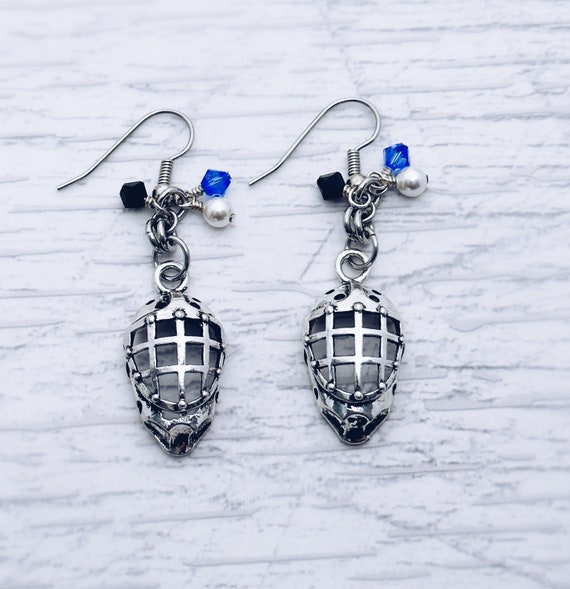 Hockey Goalie Mask Charm Earrings, Hockey Goalie Jewelry, Ice Hockey Goalie, Hockey Charm Jewelry, Hockey Mom Earrings, Hockey Player Gifts
