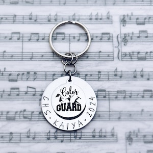 Color Guard Charm Keychain, Senior, Grad, Graduation, Marching Band Color Guard, Girl, Personalized Gift, Banquet, Keyring, Key Chain