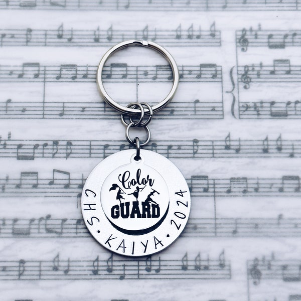 Color Guard Charm Keychain, Senior, Grad, Graduation, Marching Band Color Guard, Girl, Personalized Gift, Banquet, Keyring, Key Chain