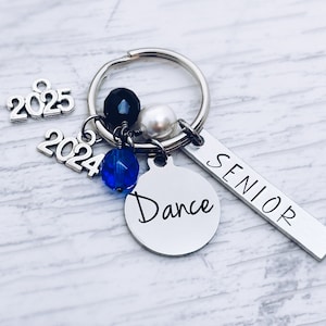 Dance Team Senior Charm Personalized Keychain Key Ring, Dance Senior Charm, Grad Graduation,  Dance Team Senior Bag Tag Charm Gift