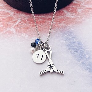Personalized Hockey Sticks Charm Necklace, Mom, Player, Coach, Manager, Banquet, Birthday, Jewelry Gift