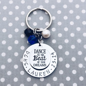 Dance To The Beat Of Your Dreams Quote Charm Keychain, Senior Dance Team Gift, Dance Gift, Dance Team Senior Gift, Dance Charm, Dancer Gift