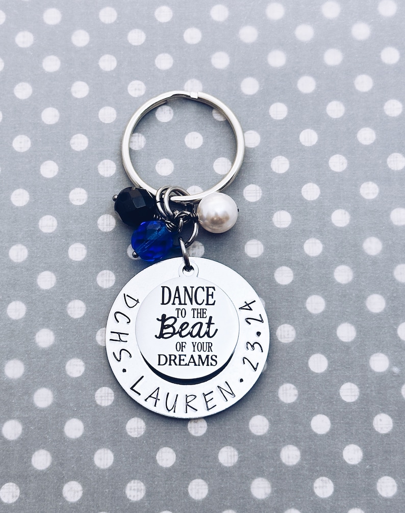 Dance To The Beat Of Your Dreams Quote Charm Keychain, Senior Dance Team Gift, Dance Gift, Dance Team Senior Gift, Dance Charm, Dancer Gift image 1