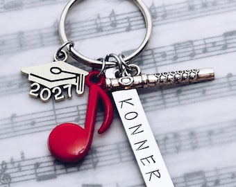 Marching Band Instrument Charm Personalized Keychain, Key Ring, 2026 2027 Senior, Color Guard, Orchestra, Senior Night Banquet Gift