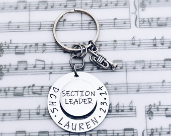 Section Leader Charm Keychain, Marching Band Leadership, Music Instrument, Music Note, Senior Banquet, Grad, Graduate Personalized Gift