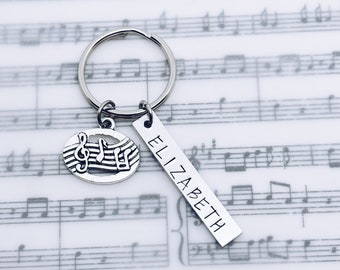 Music Note Personalized Charm Keychain, Musician Birthday Gift, Marching Band, Show Choir, Chorus, Choir, Orchestra, Music Teacher, Gifts