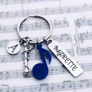 Majorette Music Note Initial Charm Keychain Gift, Marching Band Majorette, Personalized Key Ring, Banquet, Grad, Graduation Gift