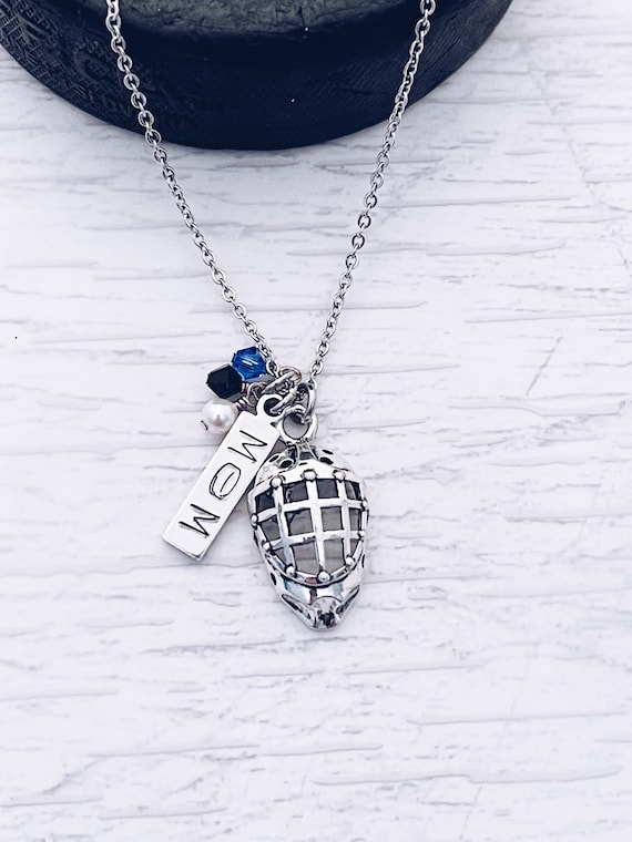 Ice Hockey Goalie Mom Charm Necklace, Hockey Goalie Mask Charm Necklace, Hockey Mom Gift, Personalized Hockey Mom Charm Jewelry Gift
