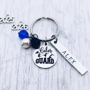 Color Guard Charm Personalized Keychain Key Ring, Marching Band Color Guard, Senior Banquet, Grad, Graduation, 16th Birthday Bag Tag Gift