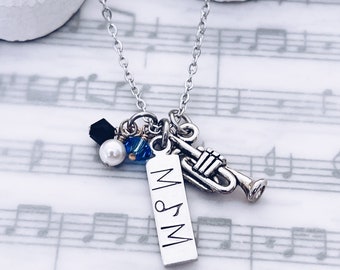 Band Mom Trumpet Charm Pendant Necklace Gift, Band Mom Jewelry, Marching Band Mom Pride, Gifts for Marching Band Mom