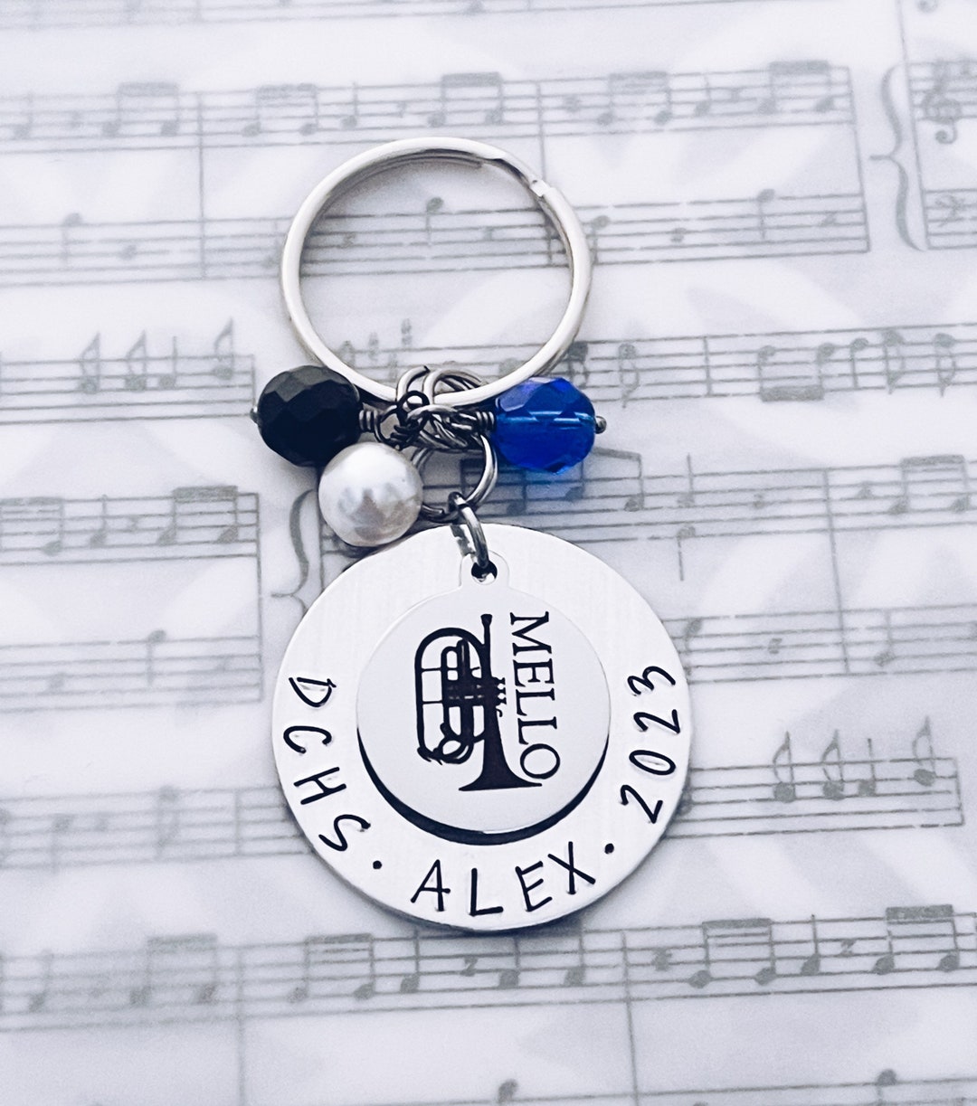 Mellophone Charm Keychain, Marching Band, Senior, Grad Graduation