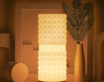 Custom Text Table Lamp – 3D Printed Studded Design, USB Powered Valentines gifts for Mom Girls Her
