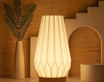 3D Printed Geometric Bedside Lamp: Modern Striped PLA Light valentines gift