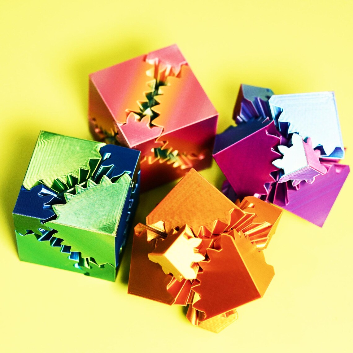 3D Printed Gear Cube Fidget Toy – Transformable Desk Toy, Fun Handheld ...