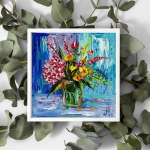 Ramo con hortensias Pintura al óleo original Pintura floral Impresionismo Pintura 3D texturizada hecha a mano Regalo para ella Arte botánico Arte de Etsy