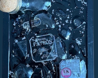 Patrón - Arte de resina con botellas rotas