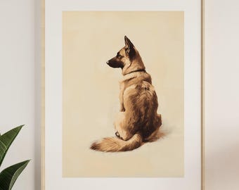 ジャーマンシェパードのボス」プリント水彩画。GSD アート、GSD