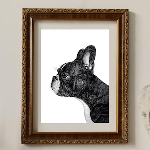 Französische Bulldogge Kunstdruck, Französische Bulldogge Porträt, Frenchie Hund Druck, Bulldogge Illustration, Haustier Porträt, Land Dekor, Bauernhaus Wandkunst