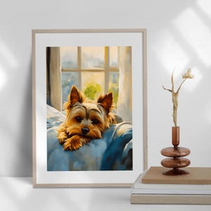Yorkshire Terrier Art Print, Yorkie Wall Art, Dog Lover Gift, Yorkie Painting, Country Decor, Farmhouse Wall Art, Cute Yorkie Poster Art
