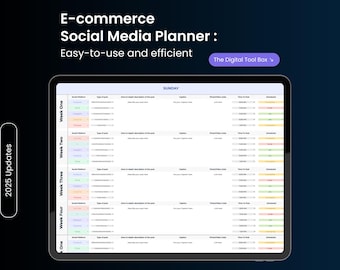 Social Media Content Calendar | Content planner | Instagram, Facebook, TikTok, Snapchat, Youtube, Pinterest, X, Blog Planner | E-commerce