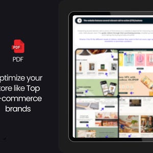 May include: A screenshot of a website with a guide on how to optimize your store like top e-commerce brands. The guide includes several screenshots of different e-commerce websites with examples of how to use different features. The guide is titled "The website features second relevant call to action (CTA) buttons".